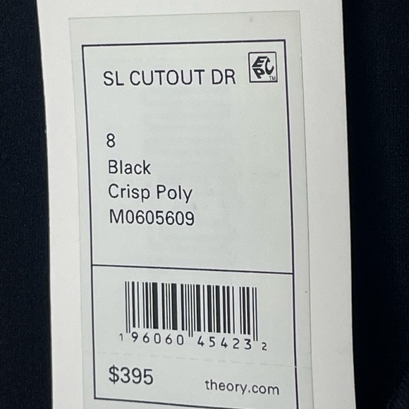 Theory dress midi black cut out NWT sz 8 Crisp Poly - Picture 5 of 9